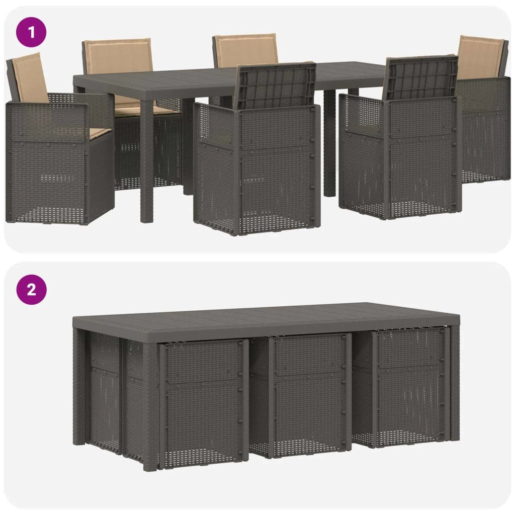 Set da Pranzo per Giardino 7 pcs Grigio chiaro e Tortora PP