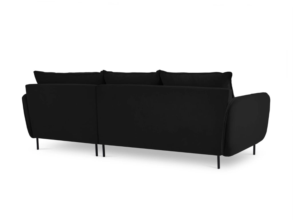 Cosmopolitan Design - Divano angolare destro "Vienna" 5 posti in velluto nero 