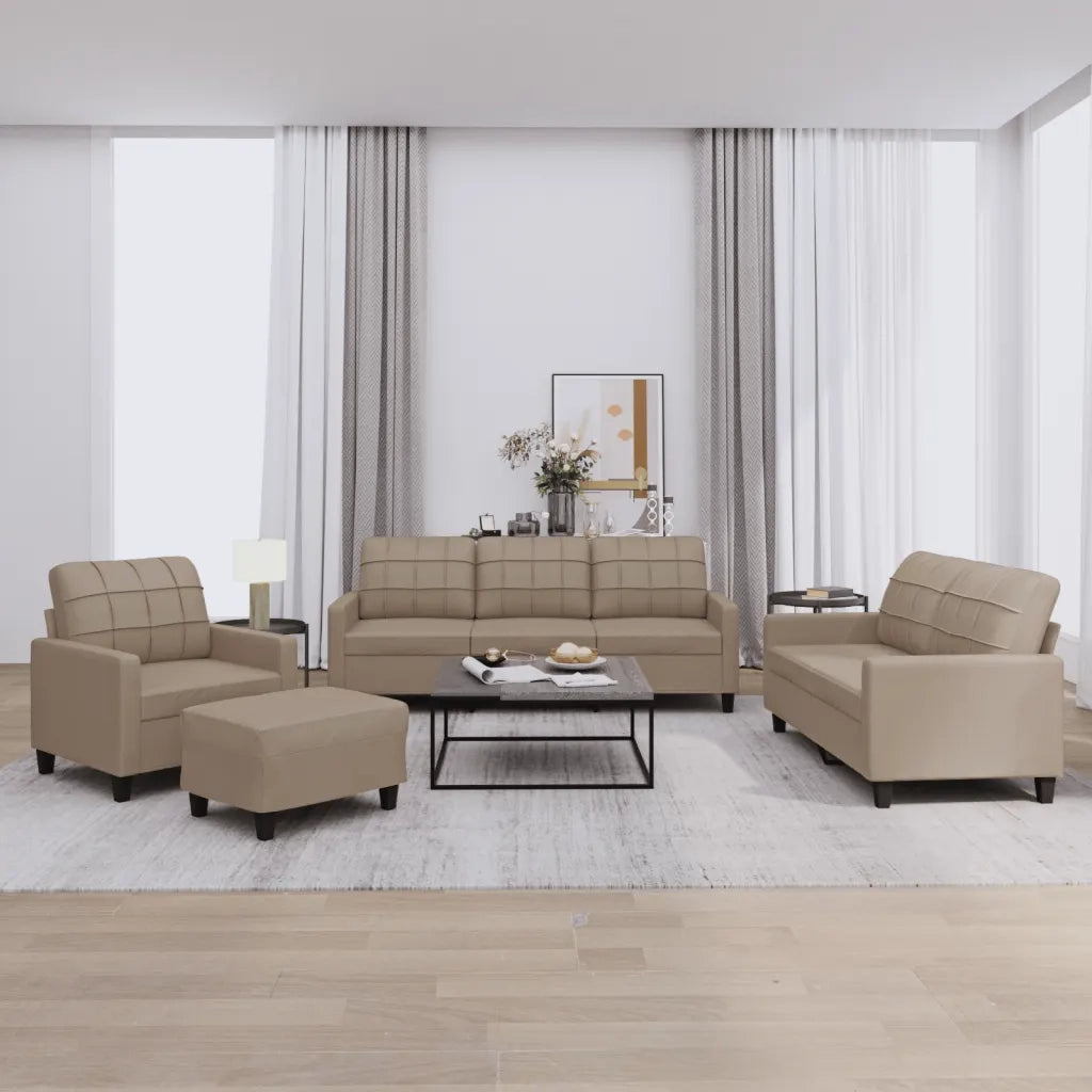 Set di Divani 4 pz con Cuscini cappuccino in Similpellecod mxl 83116