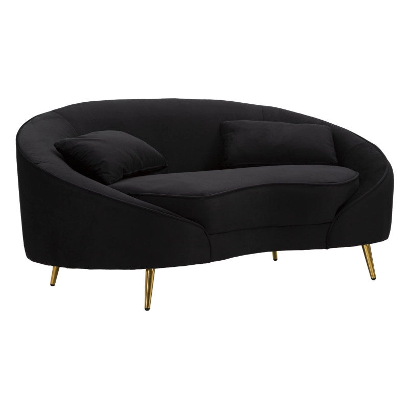 Divanetto 2 Posti Oslo Con Cuscini Nero cm 148x84x68