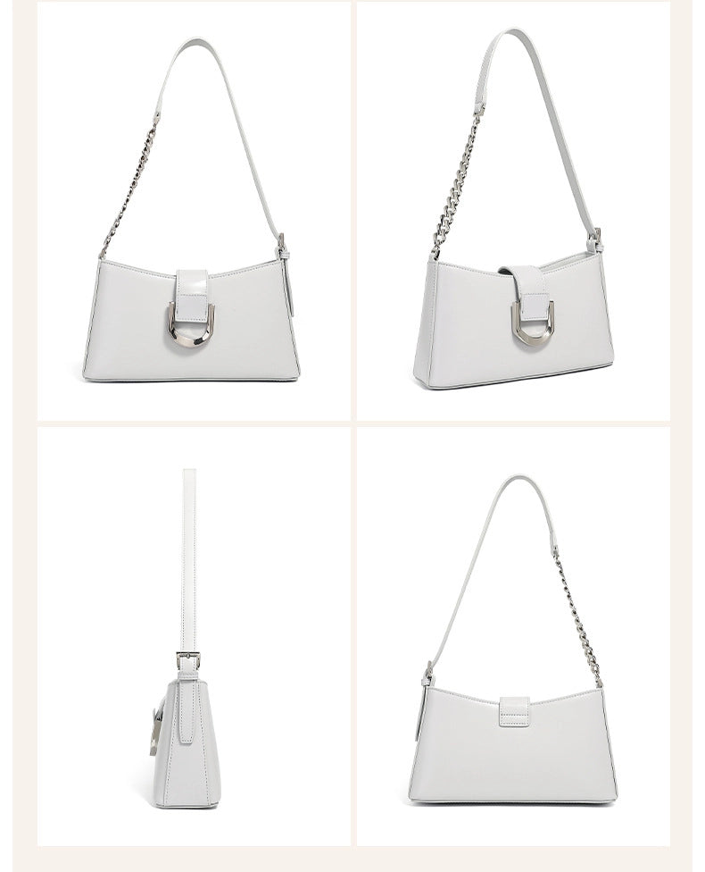 Borsa a tracolla da donna in vera pelle, colore grigio.