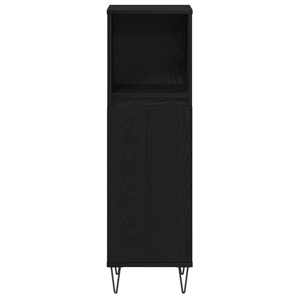 Set di mobili per il Bagno | Armadio da bagno 3 pz Rovere Nero Legno multistrato