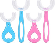Set di 4 Spazzolini per Denti per Bambini a 360 Gradi a forma di U con Bende di Gomma per la Curazione della Bocca in Silicone morbido per la Pulizia per Età 2-12 anni