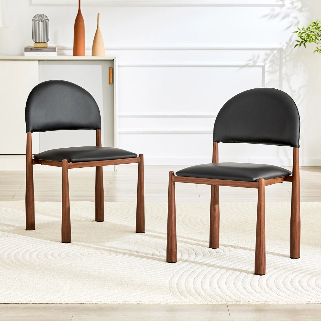 SEDIA da pranzo Set da 2 pezzi 80 cm PU nero con struttura in metallo