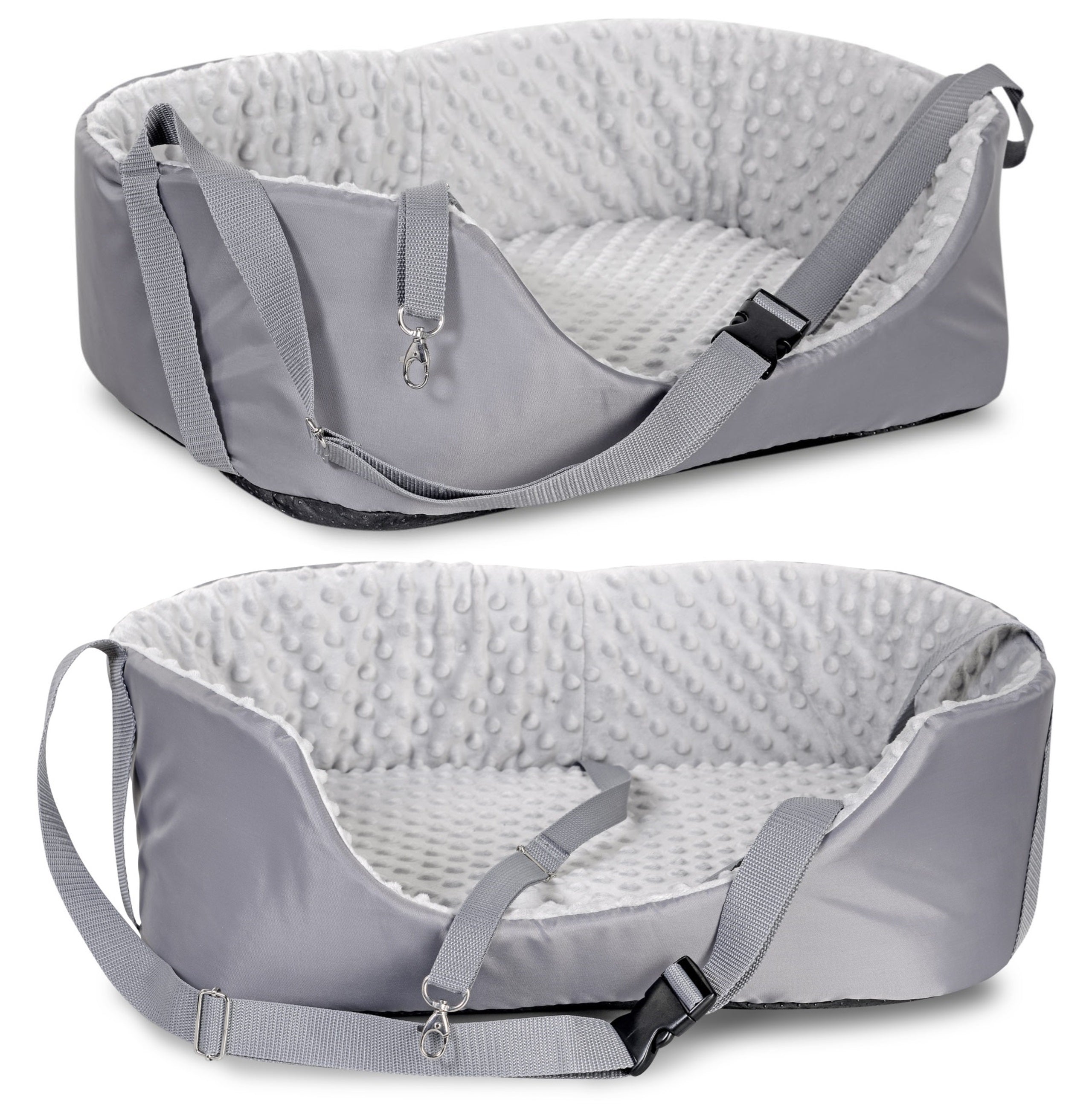 AIO FACTORY Trasportino per auto 50x40 cm Minky Grey Seggiolino per cani impermeabile