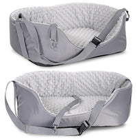 AIO FACTORY Trasportino per auto 50x40 cm Minky Grey Seggiolino per cani impermeabile