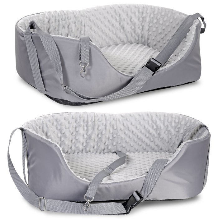 AIO FACTORY Trasportino per auto 50x40 cm Minky Grey Seggiolino per cani impermeabile