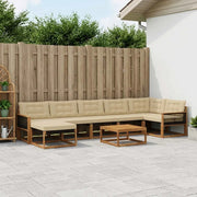 Set di divani da esterno con cuscino 8 pcs Naturale e Beige