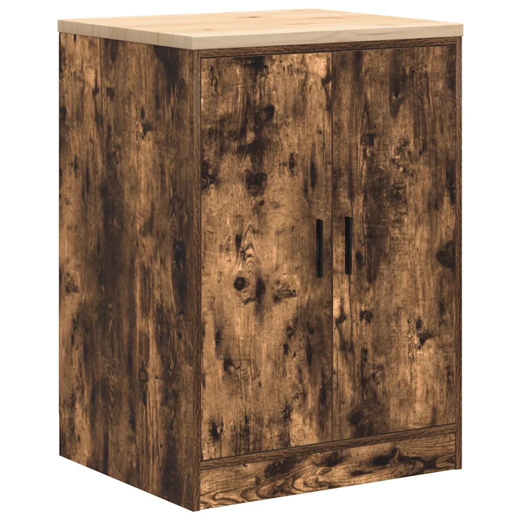 Mobile contenitore multiuso per garage 60 x 51 x 85 cm robusto piano di lavoro stile contemporaneo legno di rovere affumicato 02_0051373