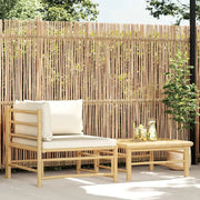 Salotto da Giardino-Set Divani da Giardino 2 pz con Cuscini Bianco Crema in Bamb¨´ 604948