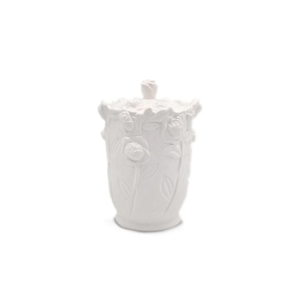 Barattolo Da Cucina Decorativo in Ceramica Bianco Traforato 19 cm