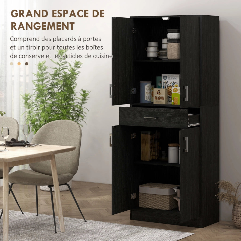 Armadio da cucina 4 ante 2 ripiani 1 cassetto centrale ¨C zephmum ¨C 180 cm nero
