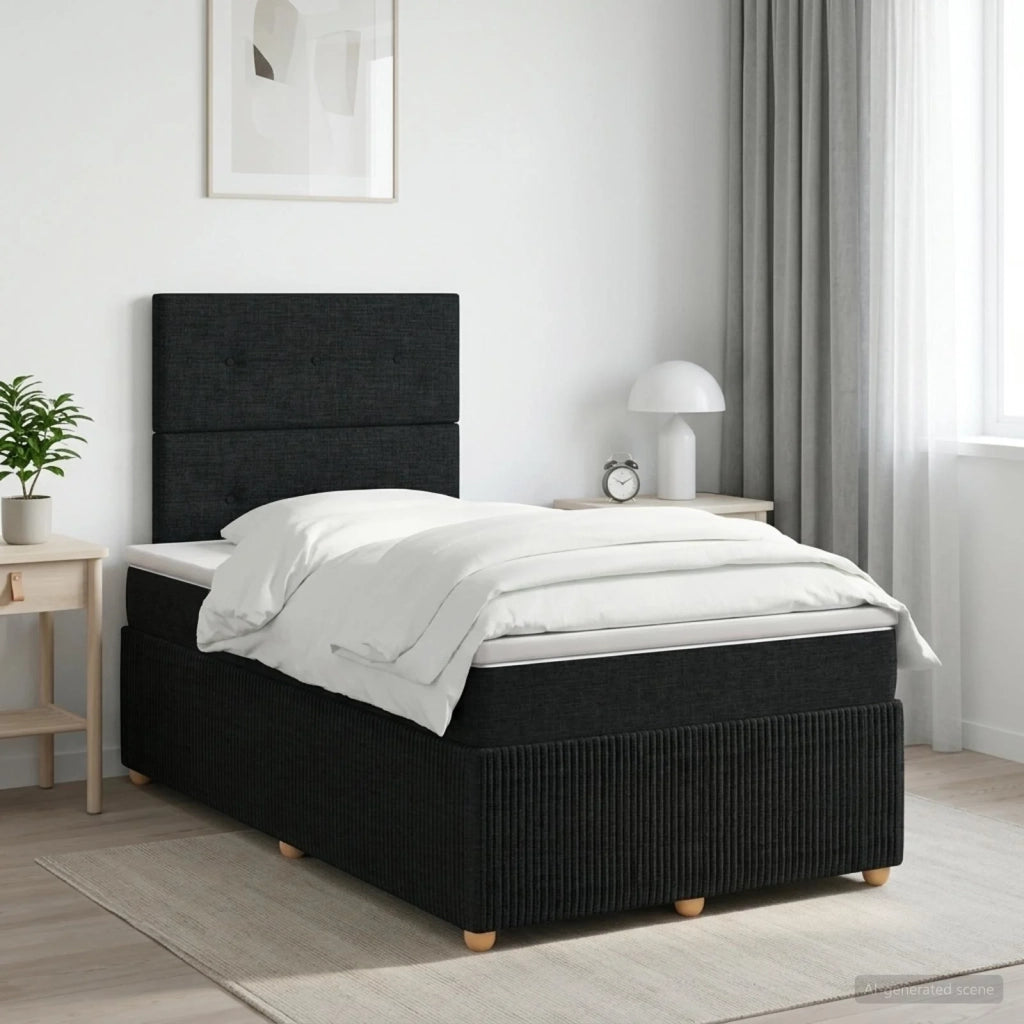 Letto box spring con materasso Nero 120 x 190 cm Tessuto 3454349