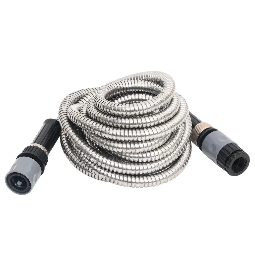 Tubo da Giardino con Ugello Spray Argento 0,6" 30 m in Acciaiocod mxl 79194