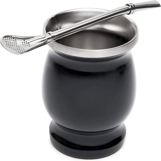 Set di Yerba Mate a doppia parete in acciaio inossidabile 230 ml - guscio naturale, tazza da tè, set di rami di Yerba Mate, spazzola