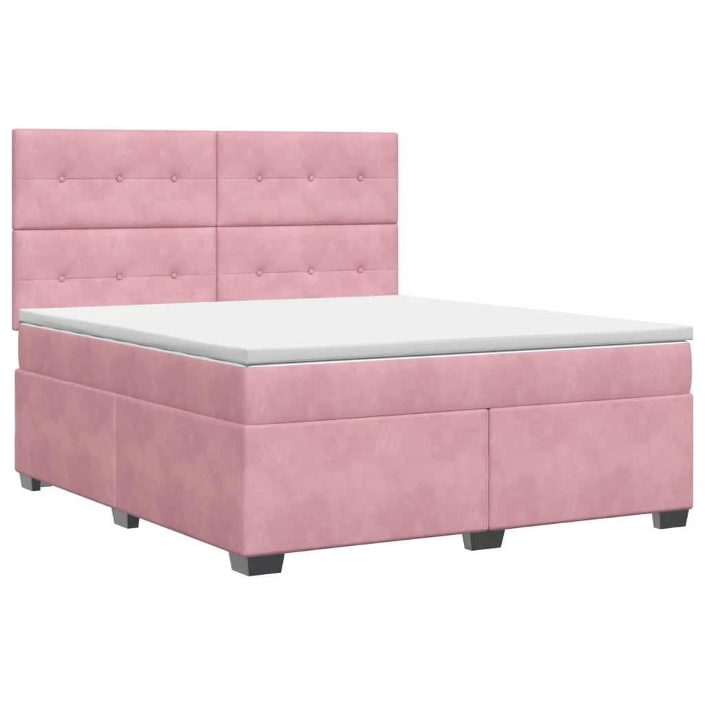 Letto box spring con materasso Rosa 160 x 200 cm Velluto 3453679