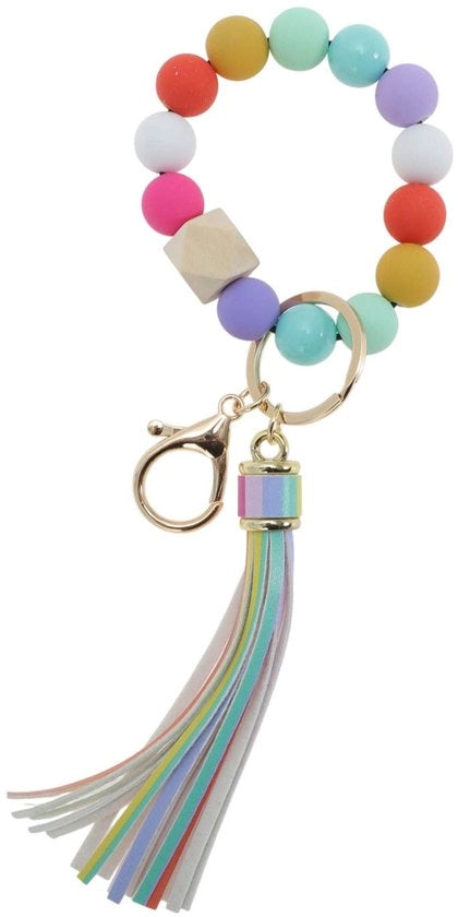 Porta Chiavi in Stile Bohemien - Manico in Silicone - Pettine - Donna - Comfortevole Cintura - Portachiavi al Polso