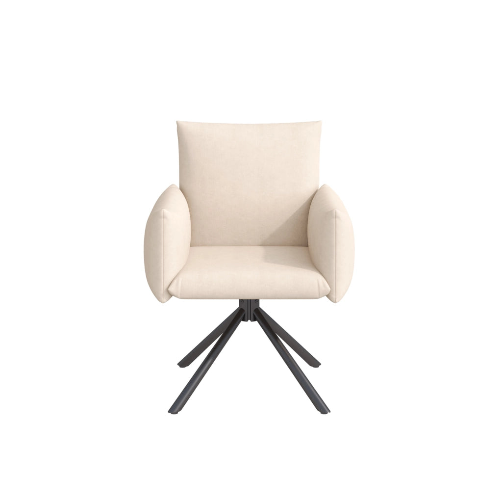 Set di 2 sedie girevoli beige in velluto con braccioli