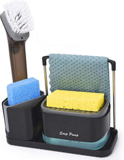 Dispensatore di Sapone per la Cucina Nero con Organizzatore per il Gootsteen e Porta Spugne