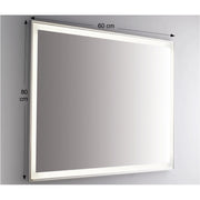 Specchio da Parete Retroilluminato a LED Rettangolare 80x60 cm spessore 4 mm Colore Cromo Lucido