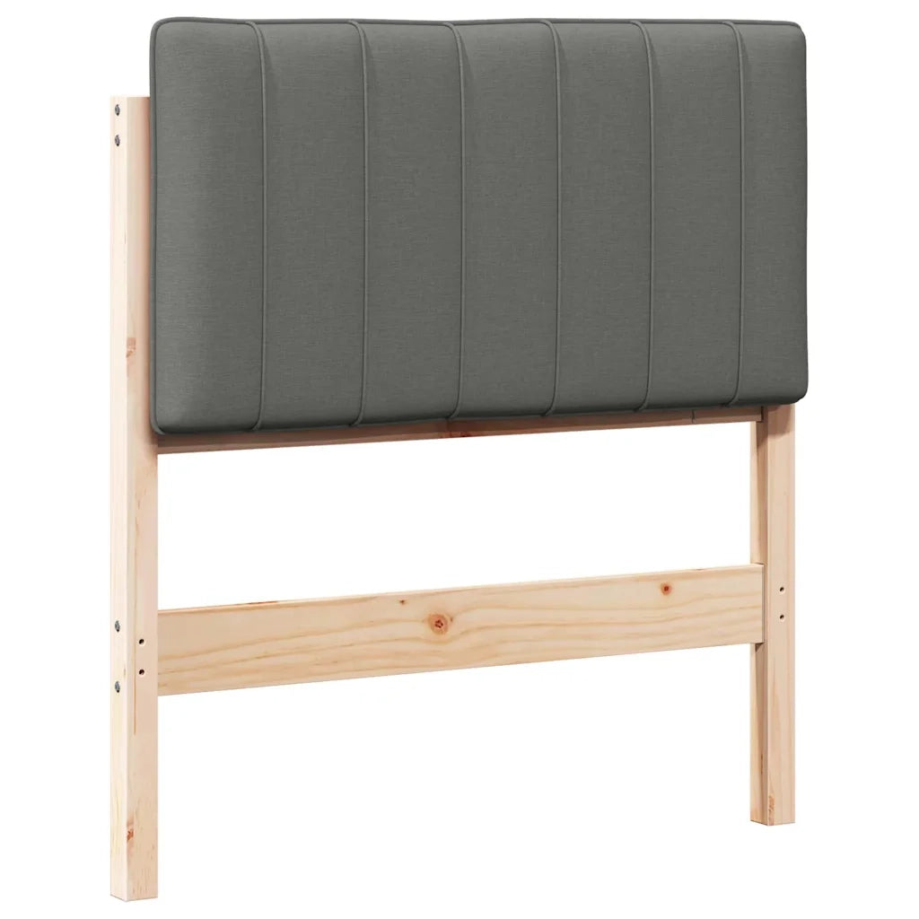 Testiera imbottita Marrone e Grigio Chiaro 75 cm Pino massello