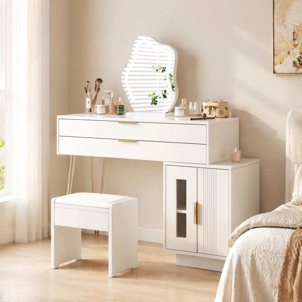 TOELETTA con specchio LED 100x40x78 cm bianco