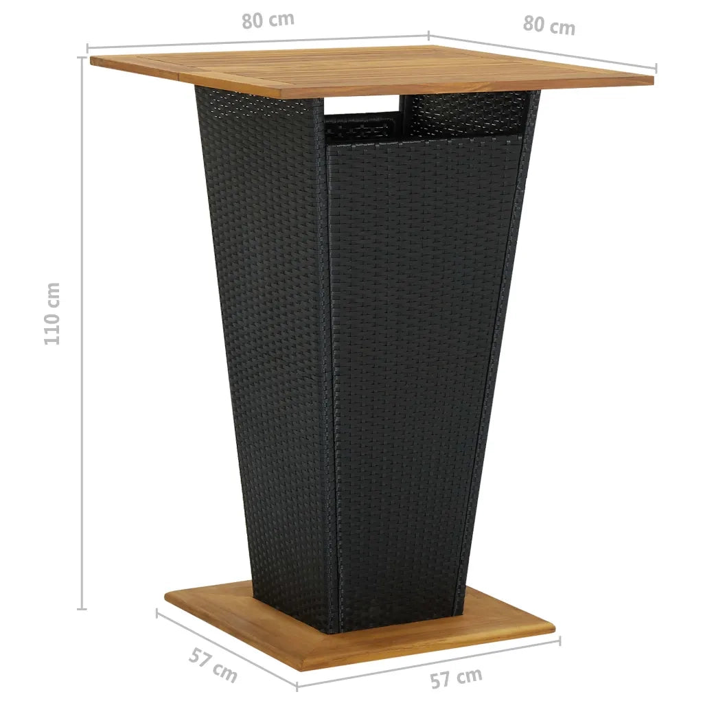 Set Bar da Giardino 5 pz con Cuscini in Polyrattan Nero cod mxl 37412