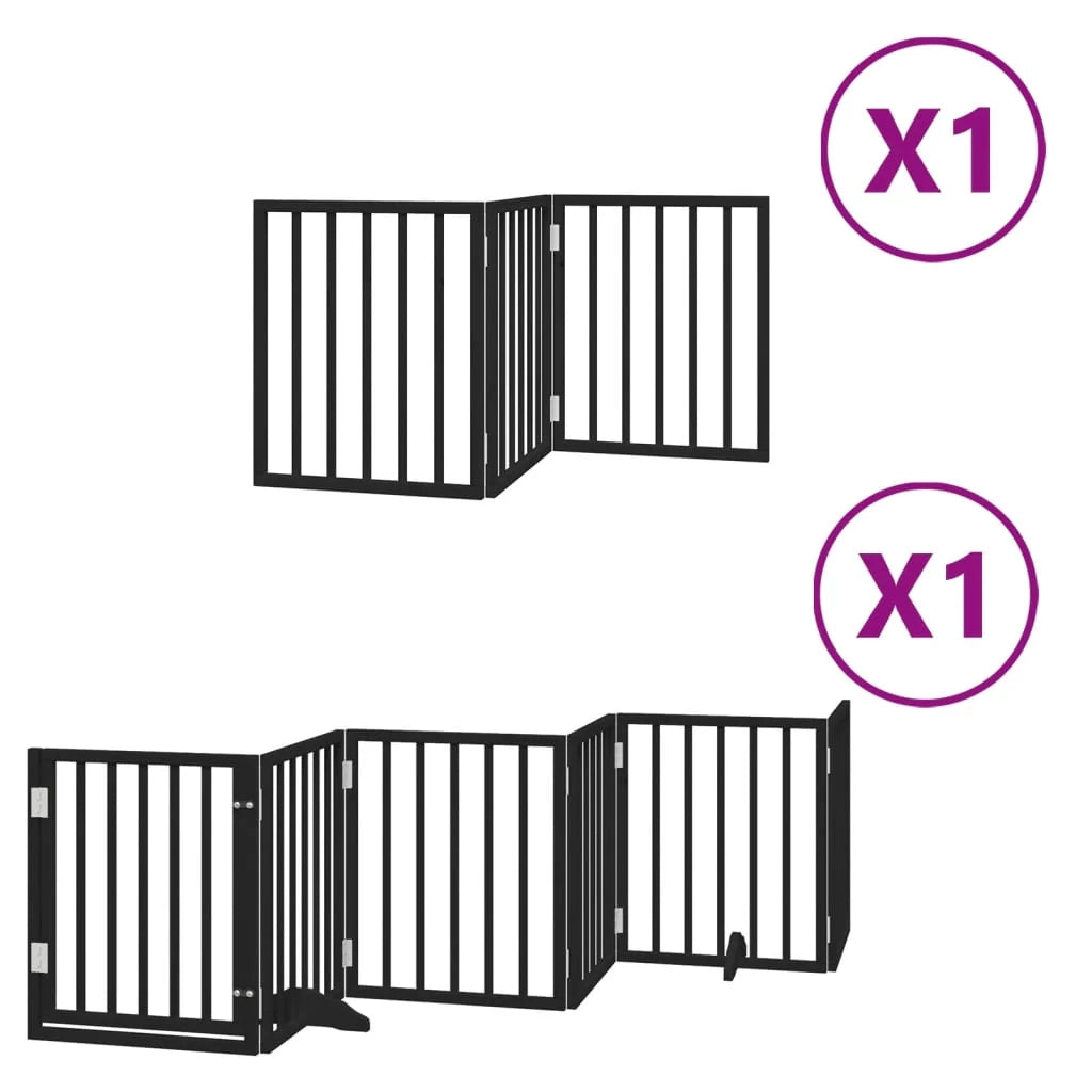 Cancelletto di sicurezza per animali domestici porta pieghevole 9 pannelli legno di pioppo nero 02_0023283