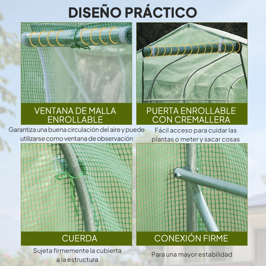 Serra Tunnel 3x2x2 m ¨C zephmum ¨C 6 Finestre a Reticolo e Porta per Giardino Verde