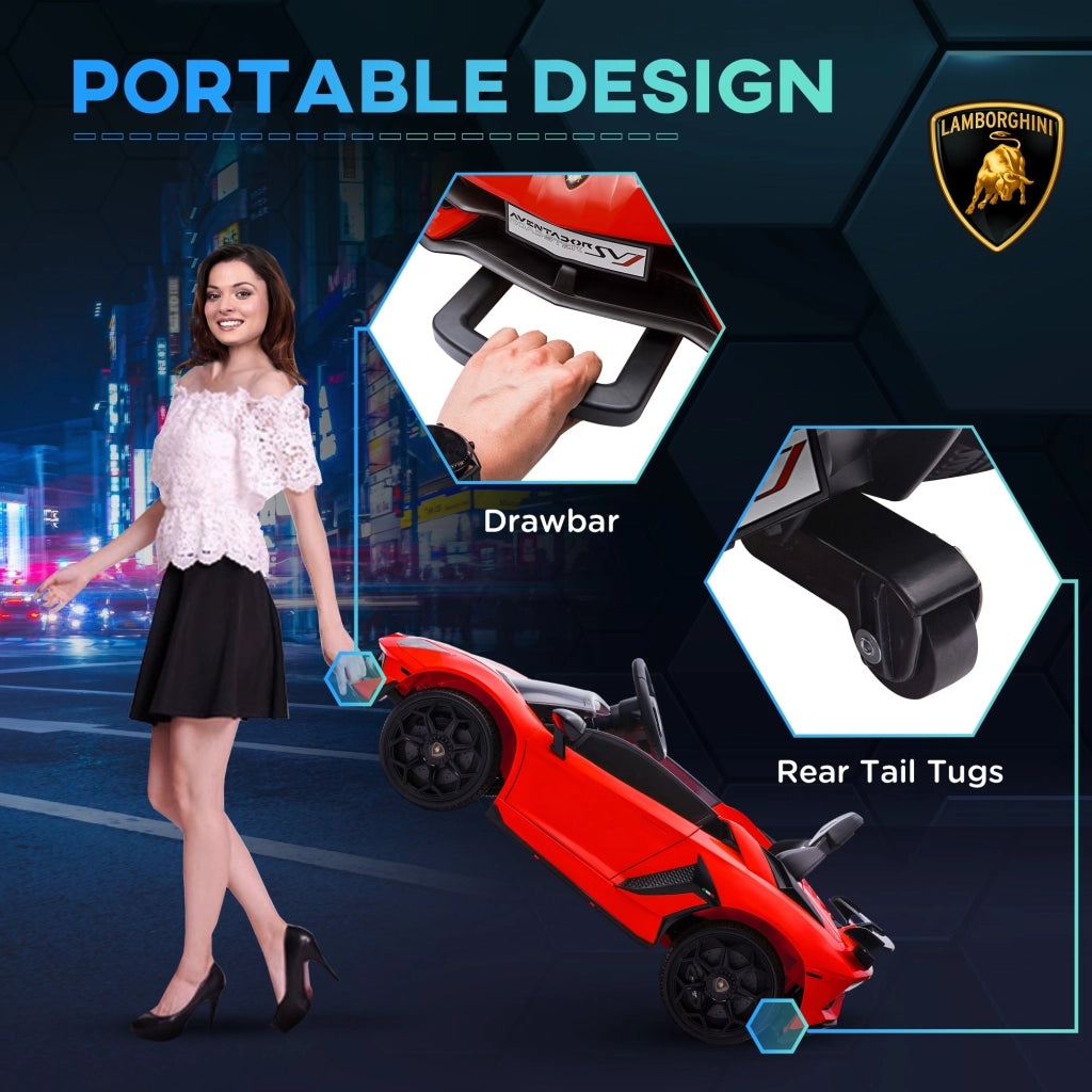 Macchina Elettrica per Bambini 12V con Licenza Lamborghini Aventador SVJ Roadster Rosso