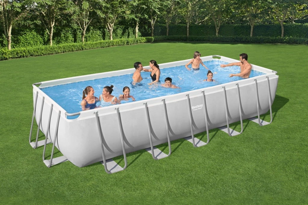 Bestway 5612B Power Steel Piscina Fuori Terra Rettangolare 640x274x132 cm 19281 L Filtro Sabbia colore Bianco