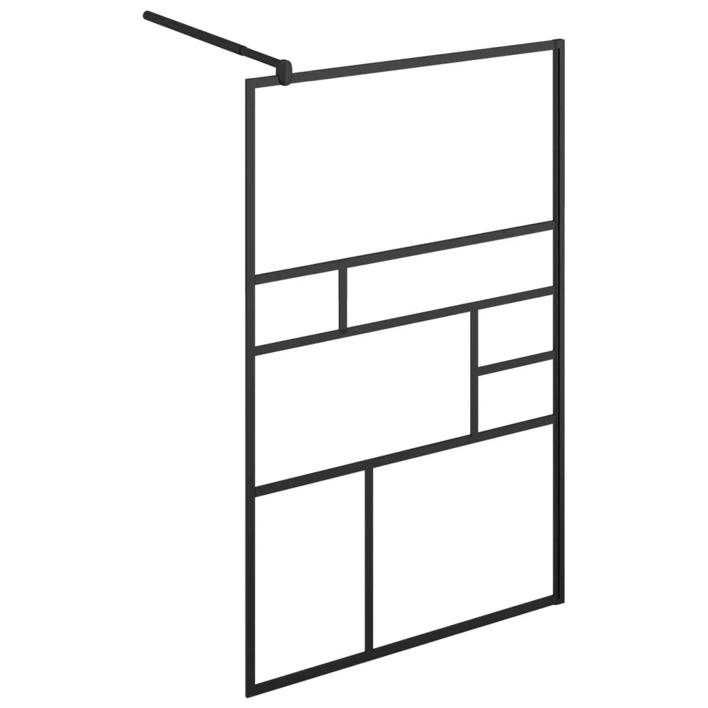 Parete Doccia Walk-in in Vetro Trasparente ESG Nera 115x195 cm cod mxl 41416