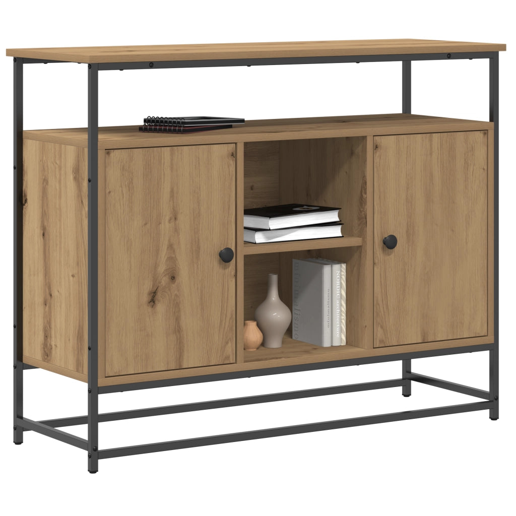 Credenza Artisan Rovere 100x35x80 cm Legno ingegnerizzato e Acciaio