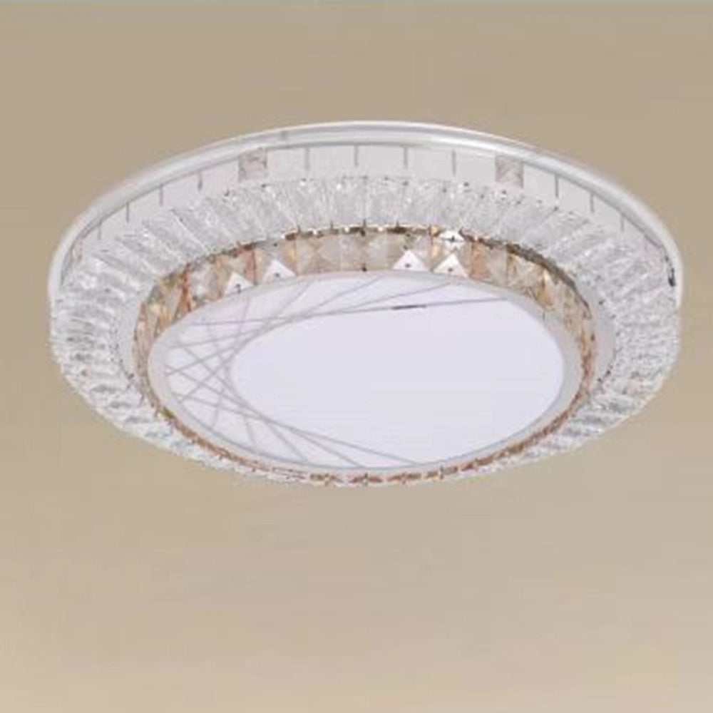 Trade Shop - Plafoniera Da Soffitto 45w ø40cm Led A Strati Cristalli Ragnatela Luce Fredda 12190 -