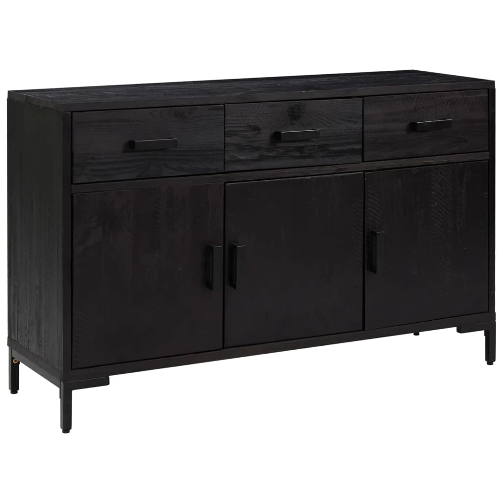 Credenza cassettiera mobile contenitore organizer cucina soggiorno salotto 110 x 35 x 70 cm legno massello di pino nero 02_0035843