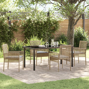Set da pranzo giardino 5 pezzi con cuscini Beige Rattan Polipropilene