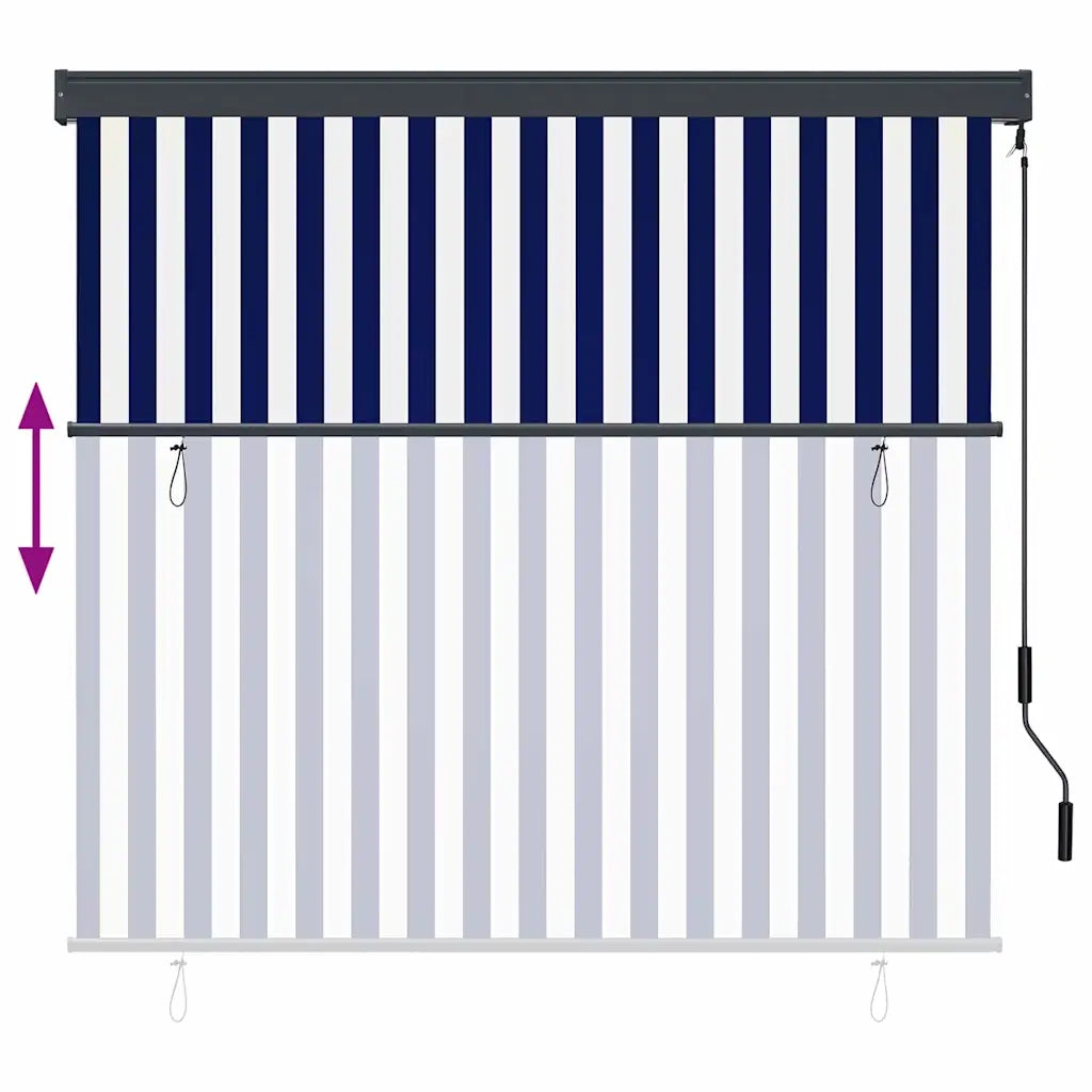 Tenda a rullo-Tenda avvolgibile Blu e Bianco 180 x 250 cm Tessuto e Alluminio