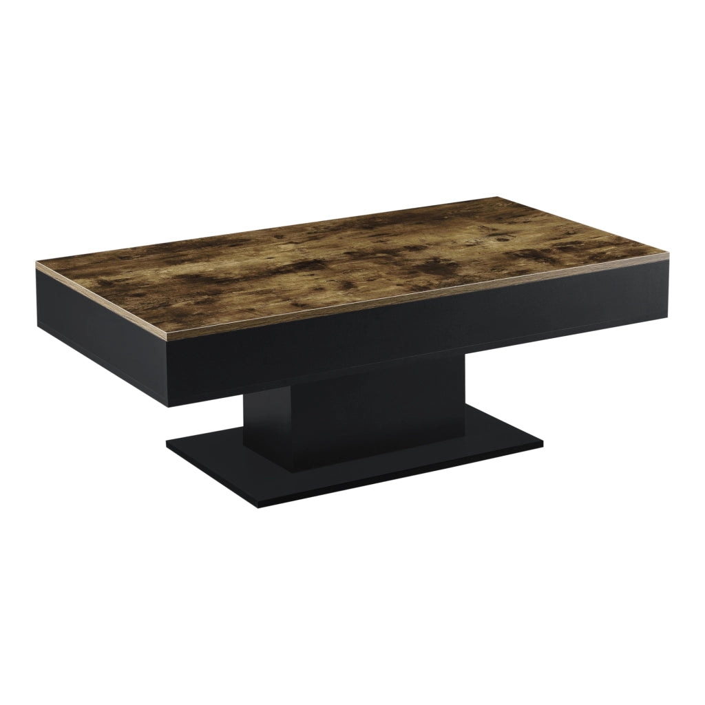 Tavolino da Salotto Lünen con Piano Scorrevole 40 x 110 x 60 cm Nero / Effetto Legno Scuro [en.casa]