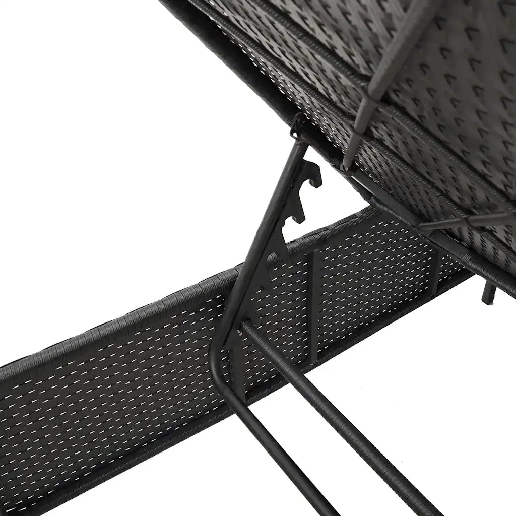 Set Lettini PrendiLettino sole | Sdraio da giardino | Lettino da sole con Cuscini 3 pz Nero in Polyrattan
