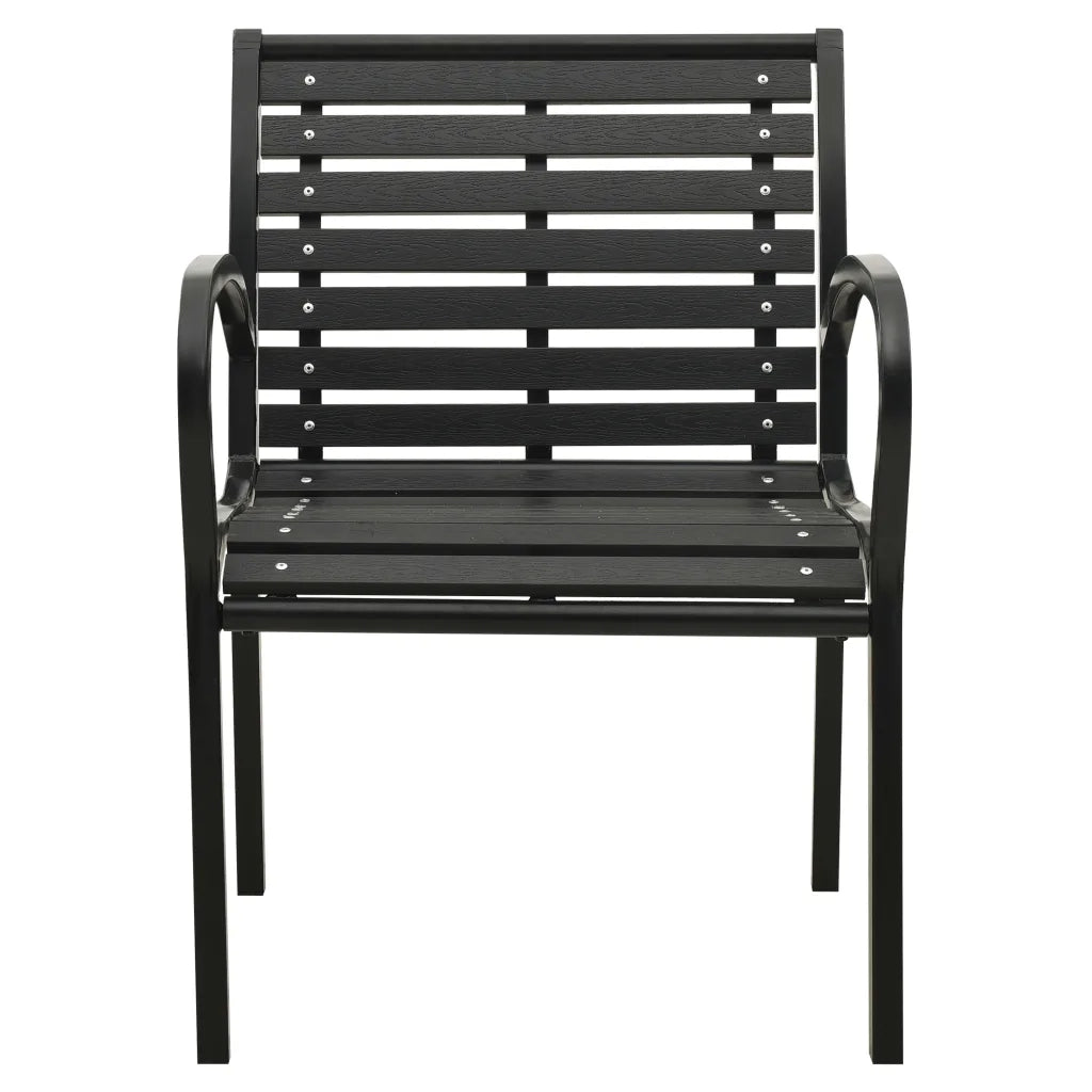 Sedie da Giardino 2 pz in Acciaio e WPC Nere 312034