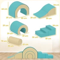 Set di 5 Blocchi di Costruzioni Morbide in Schiuma per Bambini per Casa e Scuola, 181x39x 29 cm, Verde