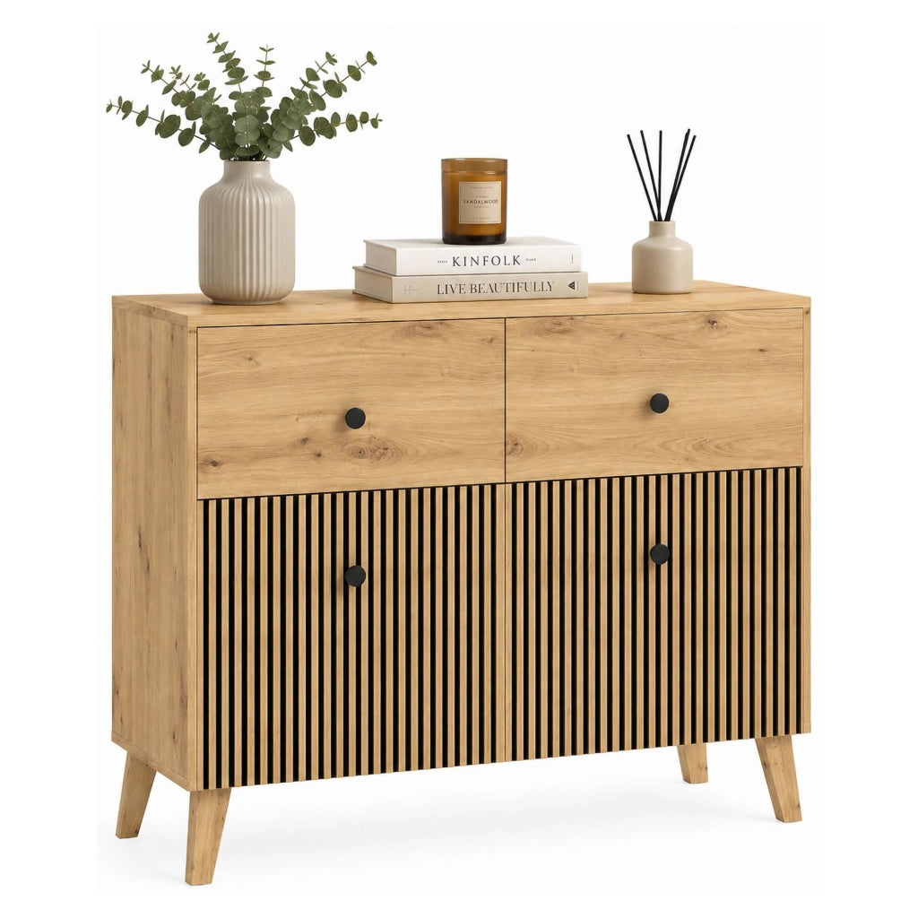 Madia Lenema, Credenza 2 Ripiani, 91x42x95h cm Marrone Rovere