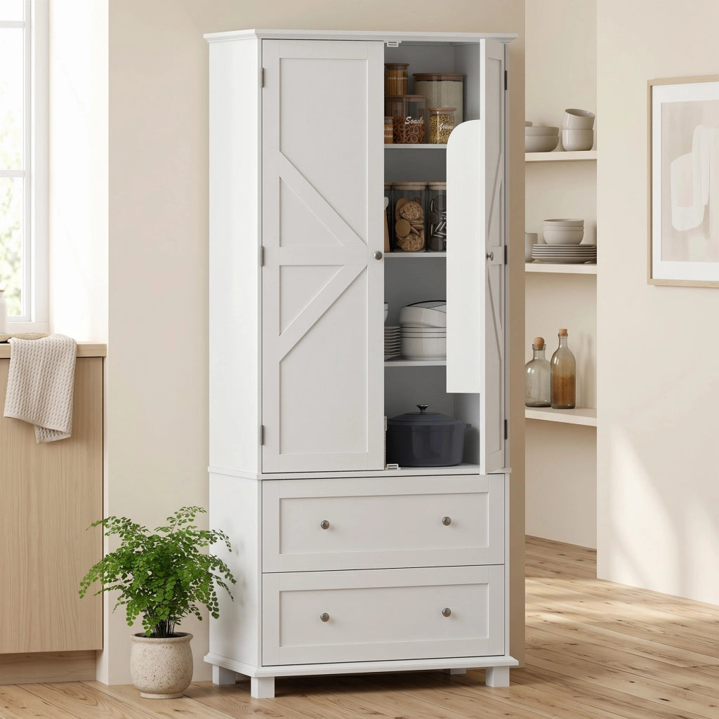 Armadio da cucina 2 ante 2 cassetti ¨C zephmum ¨C bianco 80x39.5x184.5cm