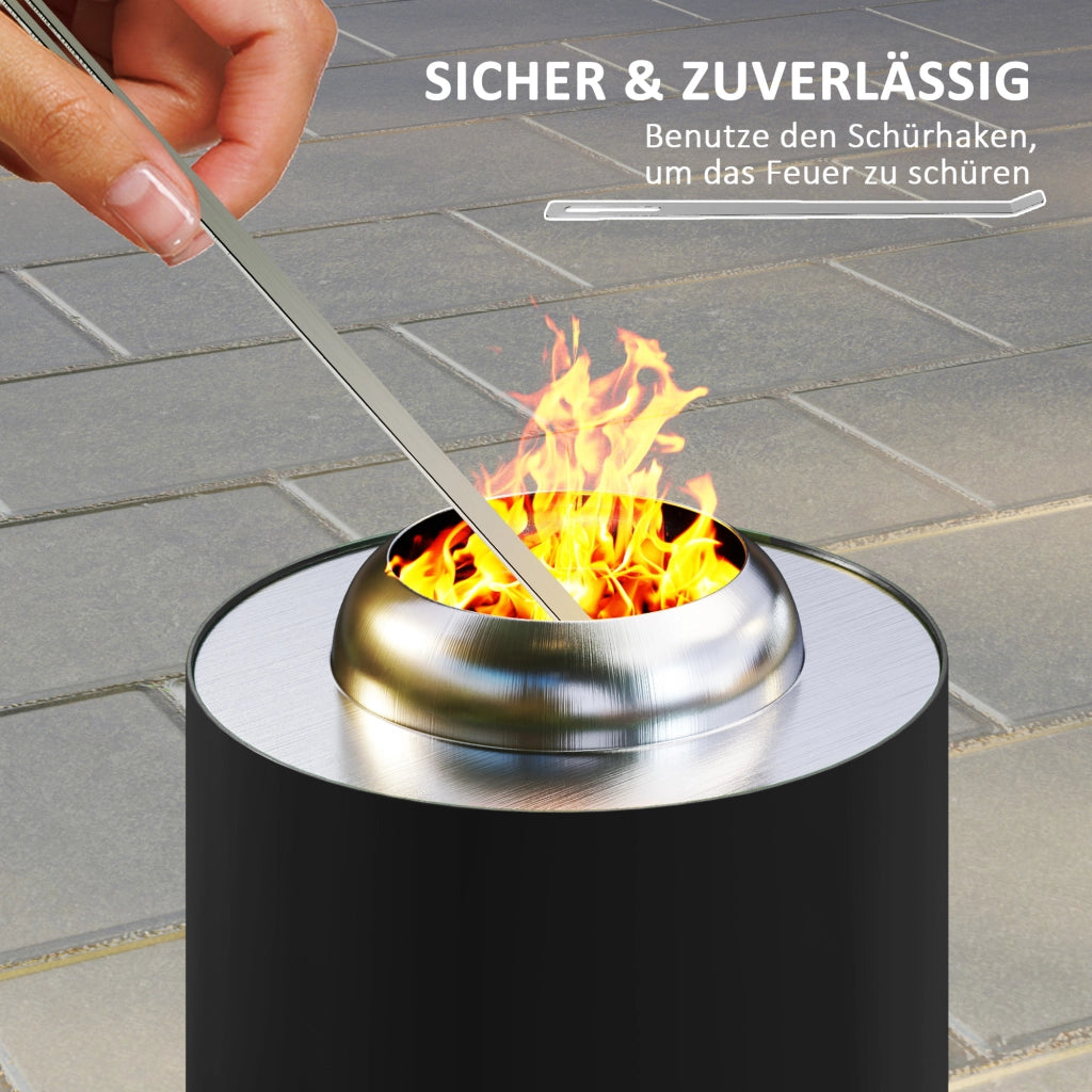 Bracere per esterno in acciaio inox con attizzatoio ¨C zephmum ¨C nero ?16x25cm
