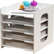 Organizzatore per scrivania, 5 cassetti, accessori per documenti A4, riviste, articoli da ufficio per scuola e casa (5 livelli di archiviazione)