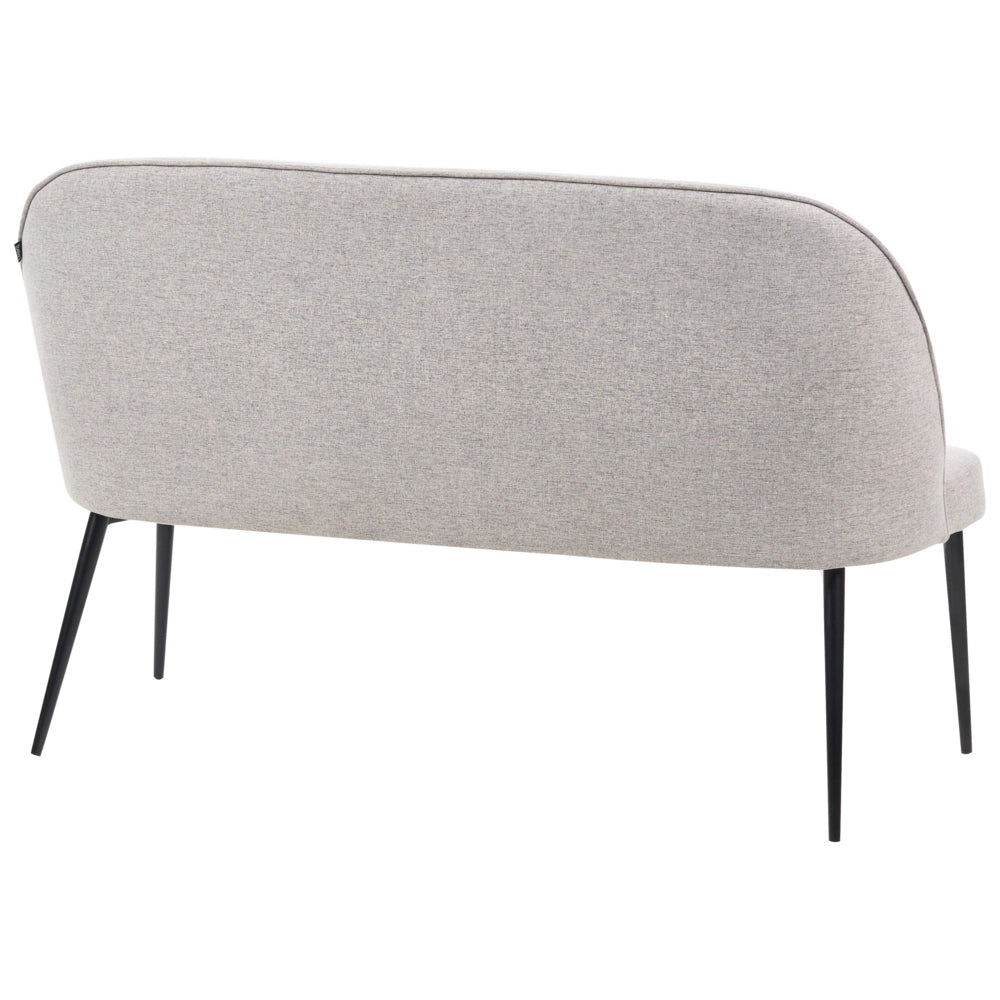 Divano da cucina Rivestimento in tessuto grigio chiaro Struttura in metallo a 2 posti Gambe nere Panca