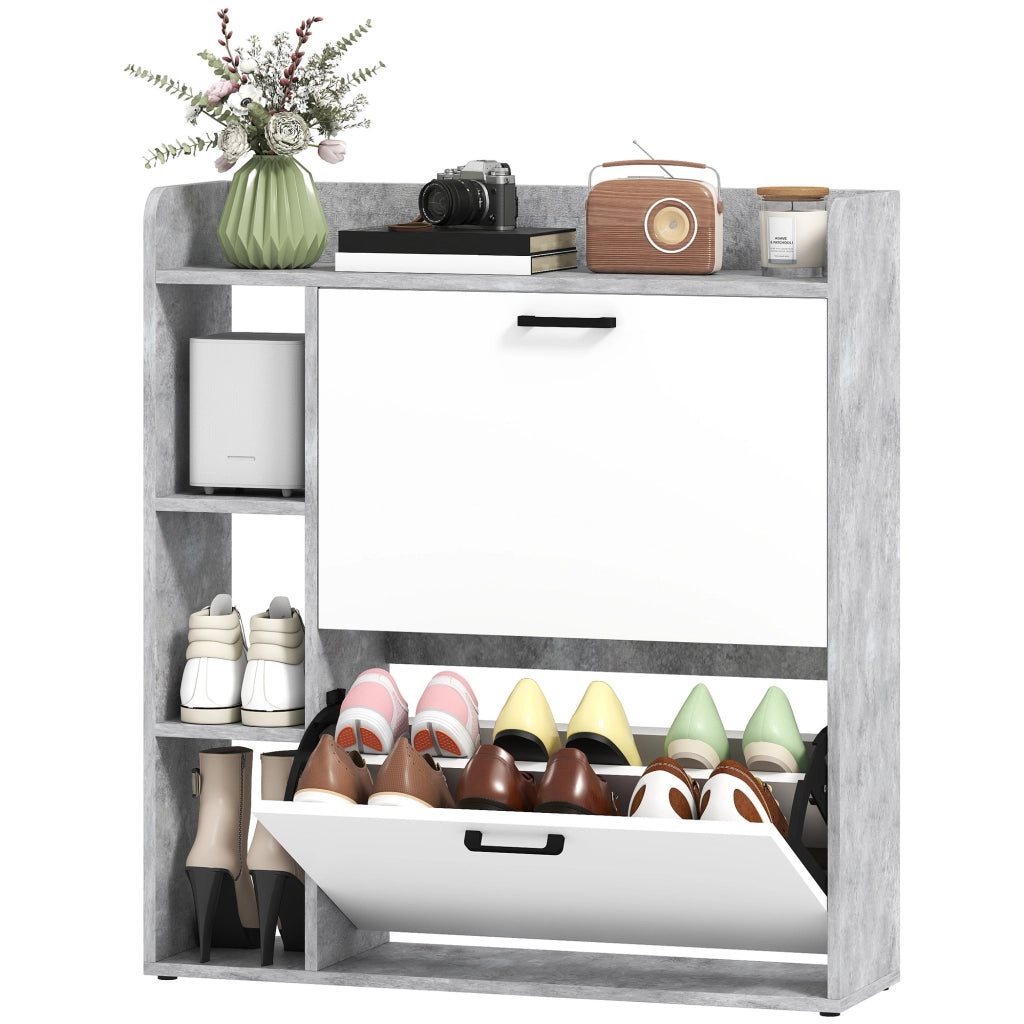 Scarpiera con Cassetti ¨C Zephmum ¨C Grigio 83x24x90.5 cm