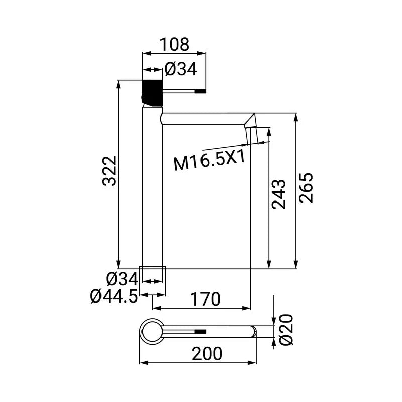 Miscelatore Lavabo Alto Serie Levi Cromato Senza Piletta
