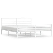 Letto matrimoniale | Letto per adulti | Giroletto con Testiera e Pediera Metallo Bianco 193x203 cm