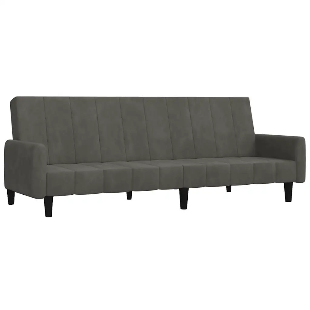 Divano Letto a 2 Posti Grigio Scuro in Velluto 375775